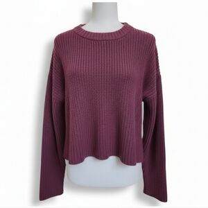 Forever 21 Plus 0X Purple Knit Sweater Cropped Boxy Pullover XL Boho Coquette